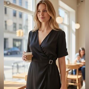 Chic Black Midi Wrap Dress